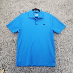 Under Armour Polo Shirt Mens Medium Blue Loose HeatGear Performance Lightweight